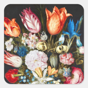 Sticker Carré Fleurs vintages en verre par Ambrosius Bosschaer