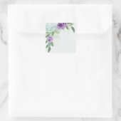 Sticker Carré fleurs violettes bleues verdure botanique (Sac)