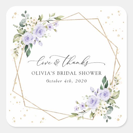 Sticker Carré Fleurs violettes, Fleurs blanches, Boho, Fête des (Devant)
