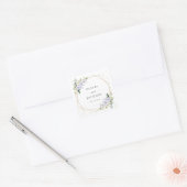 Sticker Carré Fleurs violettes, Fleurs blanches, Boho, Mariage (Enveloppe)