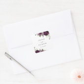 Sticker Carré Fleurs violettes, Fleurs de prunes, Boho, Mariage  (Enveloppe)