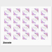 Sticker Carré Fleurs violettes Lilac Rustique Baby shower Merci (Feuille)