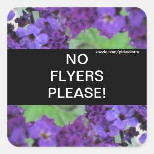 Sticker Carré Fleurs violettes Pas de Flyers S'Il Vous Plaît Sti