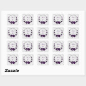 Sticker Carré fleurs violettes royales marbre feuille argent (Feuille)