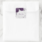 Sticker Carré fleurs violettes royales marbre feuille argent (Sac)