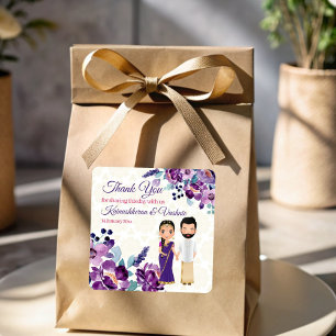 Sticker Carré Fleurs violettes Sud-Indien mariage Tamil Telugu