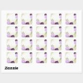 Sticker Carré fleurs violettes vert feuille mariage (Feuille)