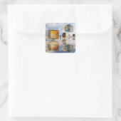 Sticker Carré Floating Geometric Marvels Over Water (Sac)