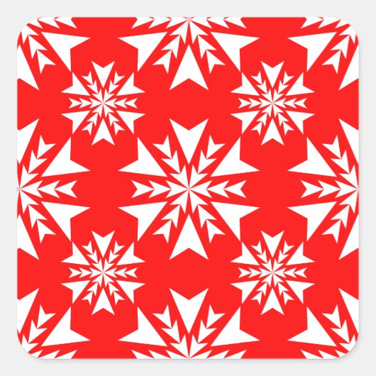 Sticker Carré Flocon de neige 13 rouge (Devant)
