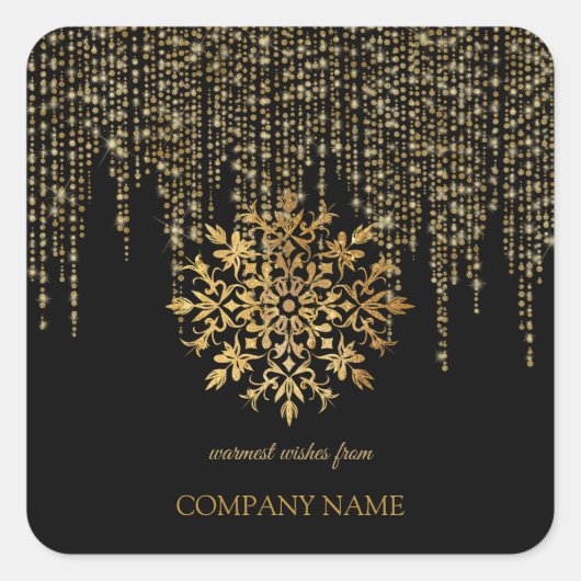 Sticker Carré Flocon de neige doré, Compagnie Gold Noël (Devant)