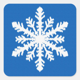 Sticker Carré Flocon de neige Ikat 1 sur 4 - Bleu cobalt et blan