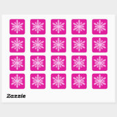 Sticker Carré Flocon de neige Ikat - Fuchsia et rose glace (Feuille)