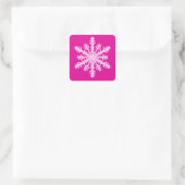 Sticker Carré Flocon de neige Ikat - Fuchsia et rose glace (Sac)