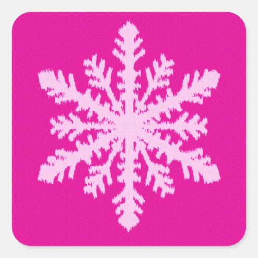 Sticker Carré Flocon de neige Ikat - Fuchsia et rose glace (Devant)