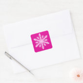 Sticker Carré Flocon de neige Ikat - Fuchsia et rose glace (Enveloppe)