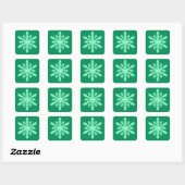 Sticker Carré Flocon de neige Ikat - Vert pin et menthe (Feuille)