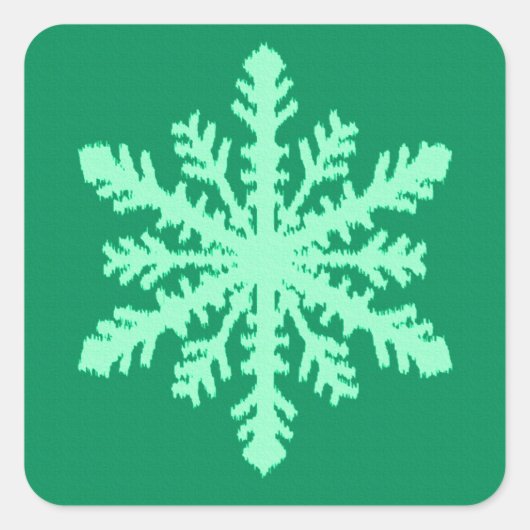 Sticker Carré Flocon de neige Ikat - Vert pin et menthe (Devant)