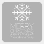 Sticker Carré Flocon de neige moderne Joyeux Noël - gris argent (Devant)