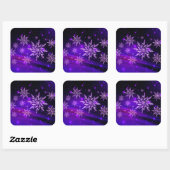 Sticker Carré Flocon de neige rose et violet (Feuille)