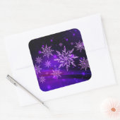 Sticker Carré Flocon de neige rose et violet (Enveloppe)
