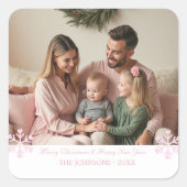 Sticker Carré Flocons roses simples une photo (Devant)