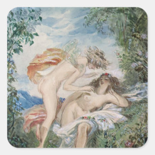 Sticker Carré Flora et zéphyr