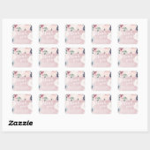 Sticker Carré Floraison botanique blush floral Mariage Merci (Feuille)