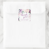 Sticker Carré Floraison botanique violet Mariage floral merci (Sac)