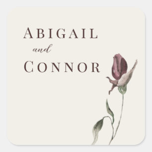 Sticker Carré Floral à la crème Rustique Boho Marsala