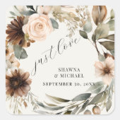 Sticker Carré Floral Automne Feuillage d'automne bouché BOHO Mar (Devant)