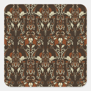 Sticker Carré Floral baroque : Papier peint Vintage classique