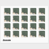 Sticker Carré Floral blanc | Accueil Mariage vert foncé (Feuille)