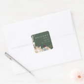 Sticker Carré Floral blanc | Accueil Mariage vert foncé (Enveloppe)