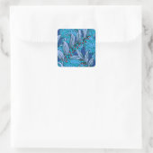 Sticker Carré Floral bleu ancien Boho moderne (Sac)