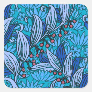 Sticker Carré Floral bleu ancien Boho moderne