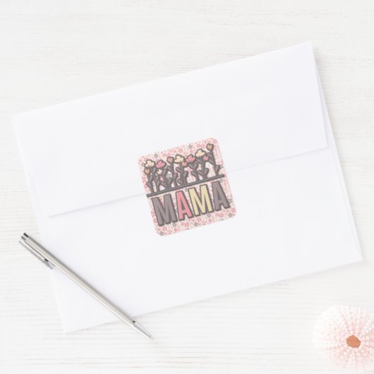 Sticker Carré Floral Boho Mama (Enveloppe)