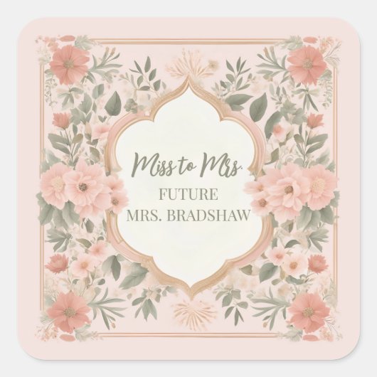 Sticker Carré Floral Boho rose (Devant)