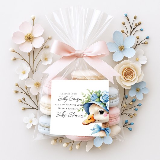 Sticker Carré Floral Coquette Bow Silly Goose Boy baby shower