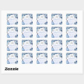 Sticker Carré Floral d'argent bleu Quinceañera (Feuille)