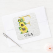 Sticker Carré Floral de tournesol monogramme F initial (Enveloppe)