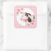 Sticker Carré Floral de vache En vichy rose (Sac)