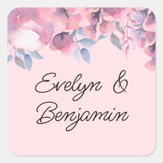 Sticker Carré Floral Dusty rose