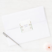 Sticker Carré Floral Elegant Chic Cute Calligraphie Ajouter Nom (Enveloppe)