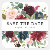 Sticker Carré Floral enchanté | Personnalisé Enregistrer La Date (Devant)