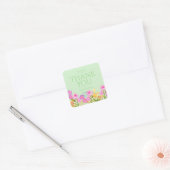 Sticker Carré Floral Garden Green Thank You (Enveloppe)