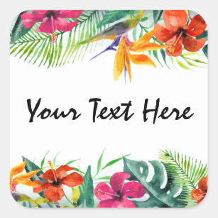 Sticker Carré Floral hawaïen de paradis tropical de fleur de