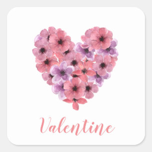 Sticker Carré Floral Heart Valentine