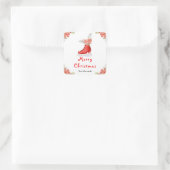 Sticker Carré Floral Ice Skate Red Merry Christmas (Sac)