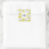 Sticker Carré Floral jaune et gris blanc monogramme (Sac)