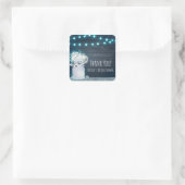 Sticker Carré Floral Mason Jar & Blue Lights Invitation rustique (Sac)